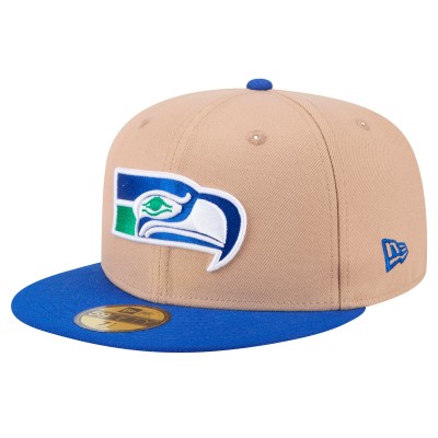 Бейсболка Seattle Seahawks New Era Tan Throwback Logo Main 59FIFTY