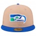 Бейсболка Seattle Seahawks New Era Tan Throwback Logo Main 59FIFTY
