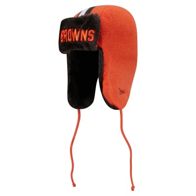 Cleveland Browns New Era Orange Helmet Head Trapper Knit Hat