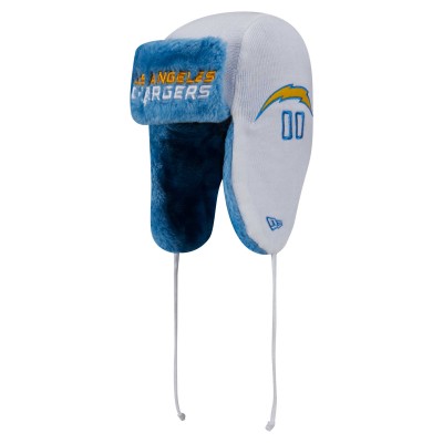 Los Angeles Chargers New Era White Helmet Head Trapper Knit Hat