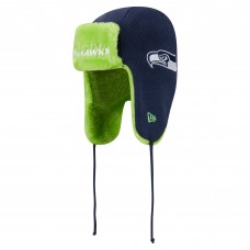 Seattle Seahawks New Era College Navy Helmet Head Trapper Knit Hat