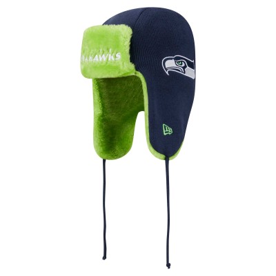 Seattle Seahawks New Era College Navy Helmet Head Trapper Knit Hat