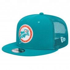 Бейсболка Miami Dolphins New Era Aqua Throwback Main Trucker 9FIFTY Snapback