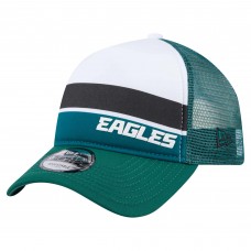 Подростковая Philadelphia Eagles New Era Midnight Green Sport Night Color Block 9FORTY A-Frame Trucker Adjustable Hat