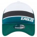 Подростковая Philadelphia Eagles New Era Midnight Green Sport Night Color Block 9FORTY A-Frame Trucker Adjustable Hat