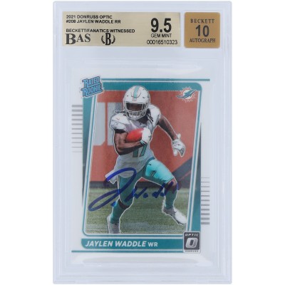 Jaylen Waddle Miami Dolphins Autographed 2021 Panini Donruss Optic Rated Rookie #208 Beckett Fanatics Witnessed Authenticated 9.5/10 Rookie Card