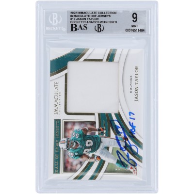 Jason Taylor Miami Dolphins Autographed 2022 Panini Immaculate Collection HOF Jerseys Relic #IHOF-JTA #/49 Beckett Fanatics Witnessed Authenticated 9/10 Card with HOF 17 Inscription