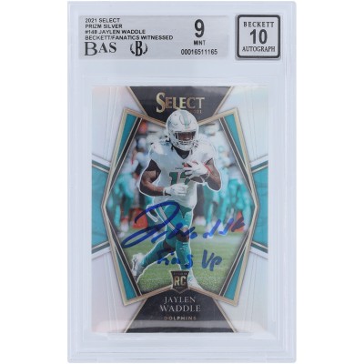 Jaylen Waddle Miami Dolphins Autographed 2021 Panini Select Silver Prizm #148 Beckett Fanatics Witnessed Authenticated 9/10 Rookie Card with Fins Up Inscription