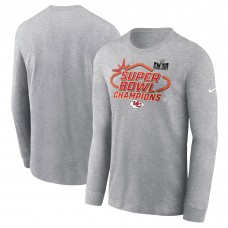 Футболка с длинным рукавом Kansas City Chiefs Nike Super Bowl LVIII Champions Locker Room Trophy Collection - Heather Gray