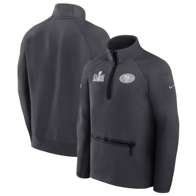 Кофта на короткой молнии San Francisco 49ers Nike Super Bowl LVIII Opening Night Tech Fleece - Anthracite