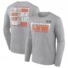 Футболка с длинным рукавом Kansas City Chiefs Super Bowl LVIII Champions Counting Points Score - Heather Charcoal