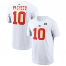 Футболка Isiah Pacheco Kansas City Chiefs Nike Super Bowl LVIII Patch Player Name &amp; Number- White