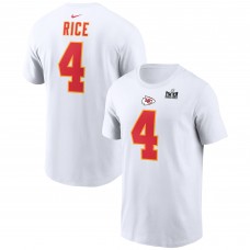 Футболка Rashee Rice Kansas City Chiefs Nike Super Bowl LVIII Patch Player Name &amp; Number- White
