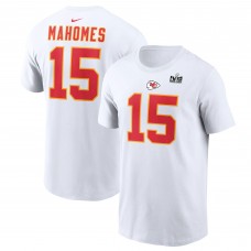 Футболка Patrick Mahomes Kansas City Chiefs Nike Super Bowl LVIII Patch Player Name &amp; Number- White