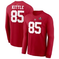Футболка с длинным рукавом George Kittle San Francisco 49ers Nike Super Bowl LVIII Patch Player Name & Number - Scarlet