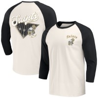 New Orleans Saints Darius Rucker Collection by Fanatics Black/White Raglan 3/4 Sleeve T-Shirt