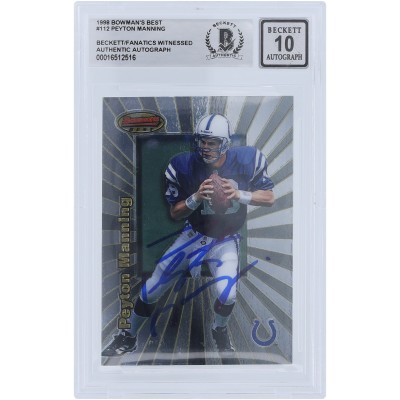 Peyton Manning Indianapolis Colts Autographed 1998 Bowmans Best #112 Beckett Fanatics Witnessed Authenticated 10 Rookie Card
