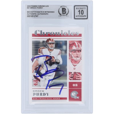 Brock Purdy San Francisco 49ers Autographed 2022 Panini Chronicles #41 Beckett Fanatics Witnessed Authenticated 10 Rookie Card