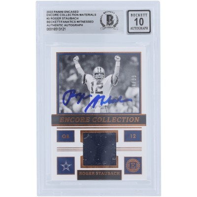 Roger Staubach Dallas Cowboys Autographed 2022 Panini Encased Encore Collection Materials Relic #EC-3 #/99 Beckett Fanatics Witnessed Authenticated 10 Card