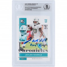 Jaylen Waddle Miami Dolphins Autographed 2021 Panini Chronicles #76 Beckett Fanatics Witnessed Authenticated Rookie Card with Fins Up Inscription