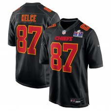Игровая джерси Travis Kelce Kansas City Chiefs Nike Super Bowl LVIII Carbon Fashion Game Player - Black