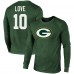 Футболка Jordan Love Green Bay Packers Majestic Threads Name & Number Long Sleeve Tri-Blend&nbsp;– Green