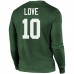 Футболка Jordan Love Green Bay Packers Majestic Threads Name & Number Long Sleeve Tri-Blend&nbsp;– Green