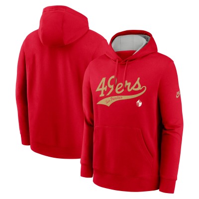 San Francisco 49ers Nike Scarlet Rewind Club Logo Pullover Hoodie