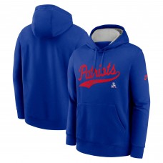 New England Patriots Nike Royal Rewind Club Logo Pullover Hoodie