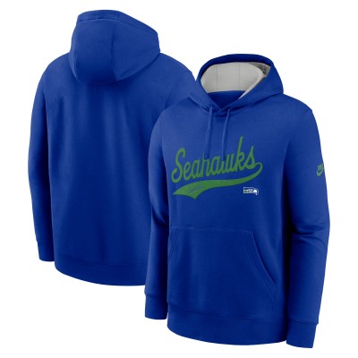 Seattle Seahawks Nike Royal Rewind Club Logo Pullover Hoodie