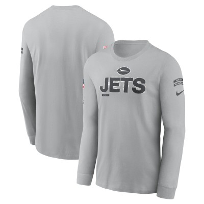 Футболка с длинным рукавом New York Jets Nike 2024 Salute To Service - Gray