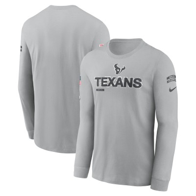 Футболка с длинным рукавом Houston Texans Nike 2024 Salute To Service - Gray