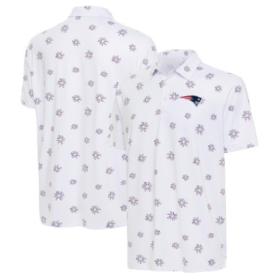 New England Patriots Antigua White Fireworks Polo