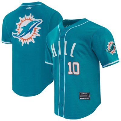 Miami Dolphins Tyreek Hill Pro Standard Aqua Mesh Button-Up Baseball Jersey