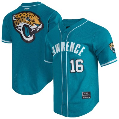Jacksonville Jaguars Trevor Lawrence Pro Standard Teal Mesh Button-Up Baseball Jersey