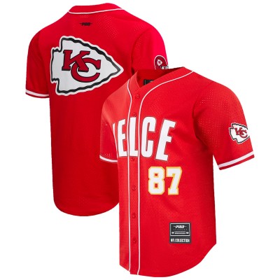 Джерси Travis Kelce Kansas City Chiefs Pro Standard Mesh Button-Up Baseball - Red