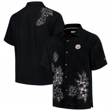 Pittsburgh Steelers Tommy Bahama Black Hibiscus Camp Button-Up Shirt