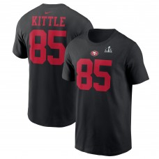 Футболка George Kittle San Francisco 49ers Nike Super Bowl LVIII Patch Player Name & Number- Black