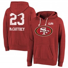 Толстовка Christian McCaffrey San Francisco 49ers Majestic Threads Super Bowl LVIII Name & Number Tri-Blend - Scarlet