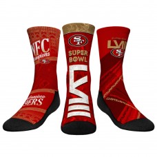 Три пары носков San Francisco 49ers Rock Em Socks Youth 2023 NFC Champions
