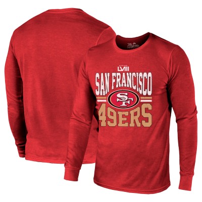 Футболка с длинным рукавом San Francisco 49ers Majestic Threads Super Bowl LVIII Tri-Blend - Scarlet