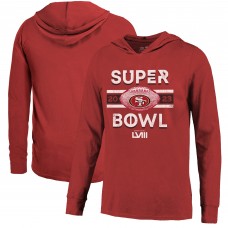 Футболка с длинным рукавом с капюшоном San Francisco 49ers Majestic Threads Super Bowl LVIII Tri-Blend Soft Hand&nbsp;– Scarlet