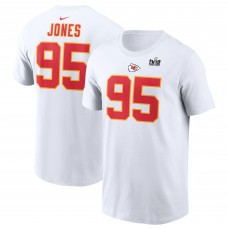 Футболка Chris Jones Kansas City Chiefs Nike Super Bowl LVIII Patch Name & Number - White