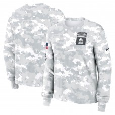 Футболка с длинным рукавом Женская Cleveland Browns Nike Arctic Camo 2024 Salute To Service Dri-FIT