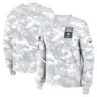 Футболка с длинным рукавом Женская New Orleans Saints Nike Arctic Camo 2024 Salute To Service Dri-FIT