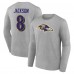 Футболка с длинным рукавом Lamar Jackson Baltimore Ravens Icon Player Name & Number - Gray