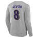 Футболка с длинным рукавом Lamar Jackson Baltimore Ravens Icon Player Name & Number - Gray