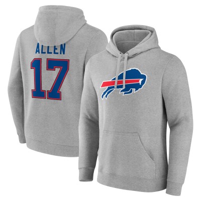 Толстовка Josh Allen Buffalo Bills Icon Player Name & Number - Gray