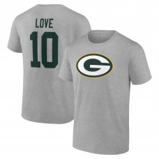 Футболка Jordan Love Green Bay Packers Icon Player Name & Number - Gray