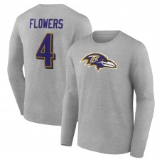 Футболка с длинным рукавом Zay Flowers Baltimore Ravens Icon Player Name & Number - Gray